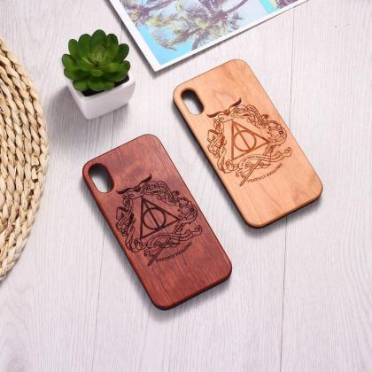 Real Wood Wooden Deathly Hallows Magic Carved..