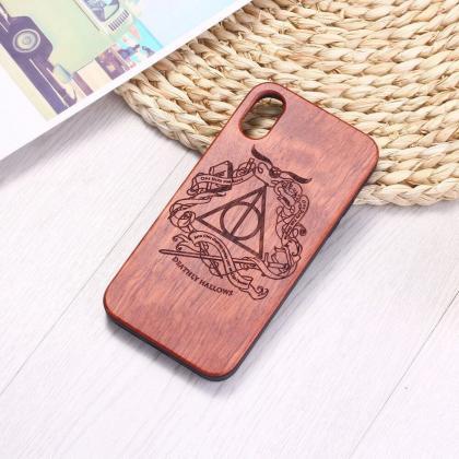 Real Wood Wooden Deathly Hallows Magic Carved..