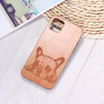 Real Wood Wooden Cute Dog French Bulldog Pet Puppy..