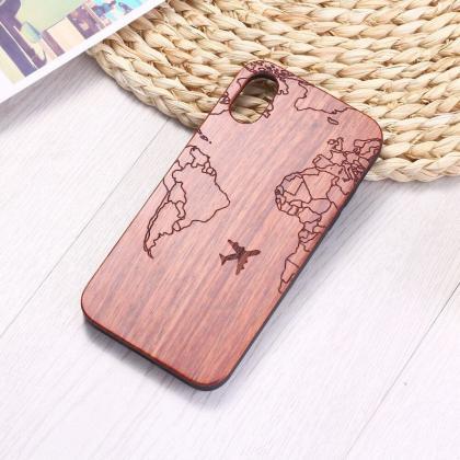 Real Wood Wooden Travel World Map A..