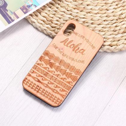 Real Wood Wooden Aloha Aztec Positive Quote Cover..