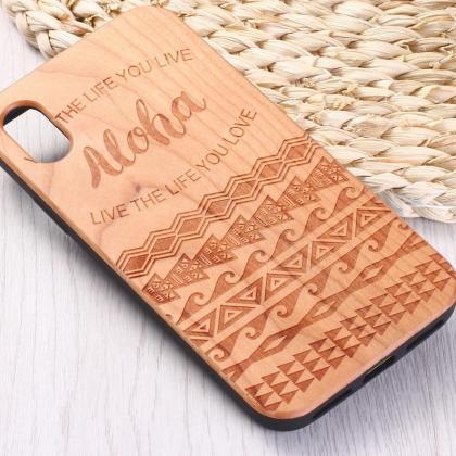 Real Wood Wooden Aloha Aztec Positive Quote Cover..