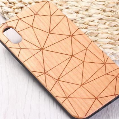 Real Wood Wooden Geometric Pattern Carved Cover..
