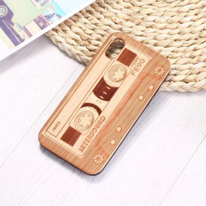 Real Wood Wooden Retro Vintage Cassette Music Tape..