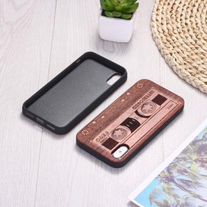 Real Wood Wooden Retro Vintage Cassette Music Tape..