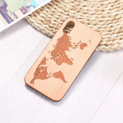 Real Wood Wooden Travel World Map Adventure Carved..