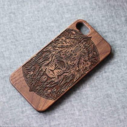 Lion Phone Case For Iphone 13 Mini 11 X Wood..