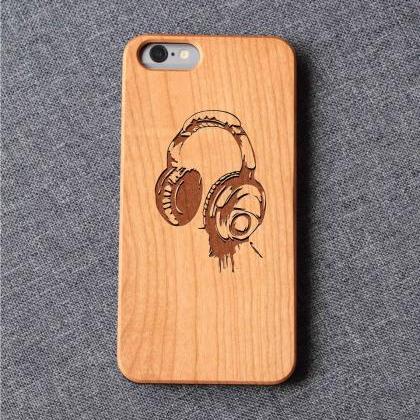 Music Earphone Iphone Case For 13 Mini 11 X Wood..