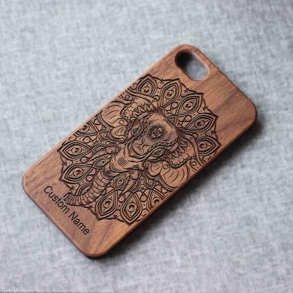 Mandala Elephant Iphone Case For 13 Mini 11 X Wood..