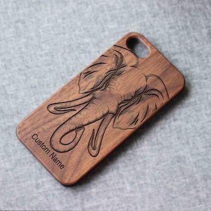 Elephant Head Iphone Case For 13 Mini 11 X Wood..