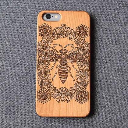 Vintage Bee Iphone Case For 13 Mini 11 X Wood..