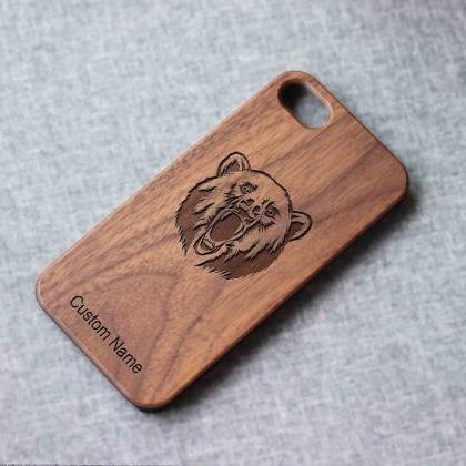 Bear Head Iphone Case For 13 Mini 11 X Wood Iphone..