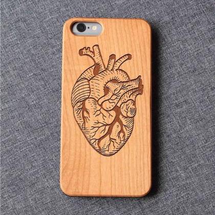 Human Heart Iphone Case For 13 Mini 11 X Wood..