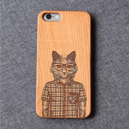 Shirted Cat Iphone Case For 13 Mini 11 X Wood..