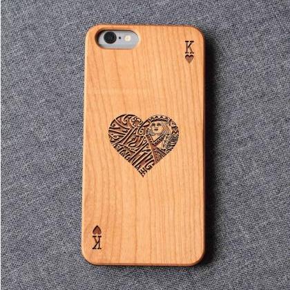 Poker K Phone Case For Iphone 13 Mini 11 X Wood..