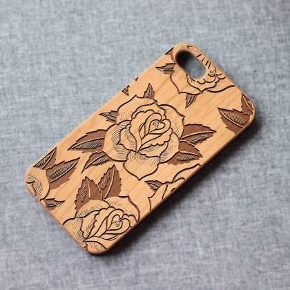 Rose Phone Case For Iphone 13 Mini 11 X Wood..