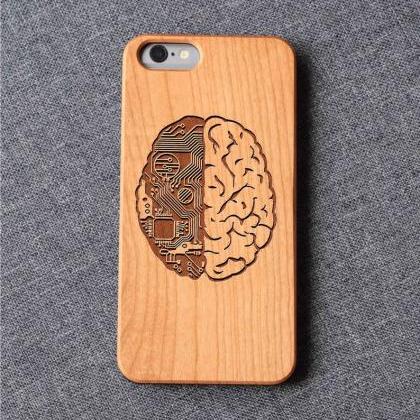 Human Brain Iphone Case For 13 Mini 11 X Wood..