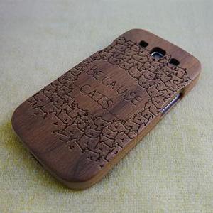 Wood Phone Case, Wood Samsung Galaxy S3 Cat Case,..