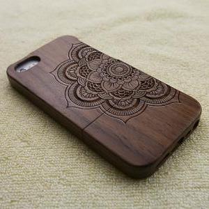 Mandala Iphone 5 Case, Wood Iphone 5s Case, Wooden..