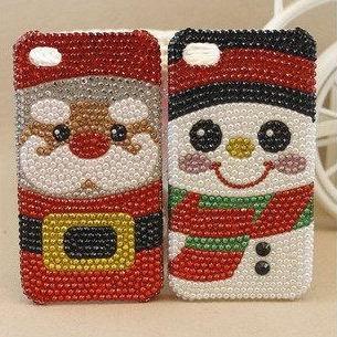 Gift Snowman Santa Crystal Case Iphone 6 Plus..