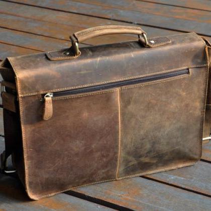 Handmade Genuine Leather Messenger Bag 15.4-inch..