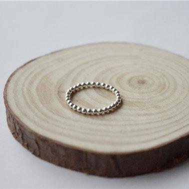 Simple Silver Ball Ring, Tiny Thin Circle Ring,..