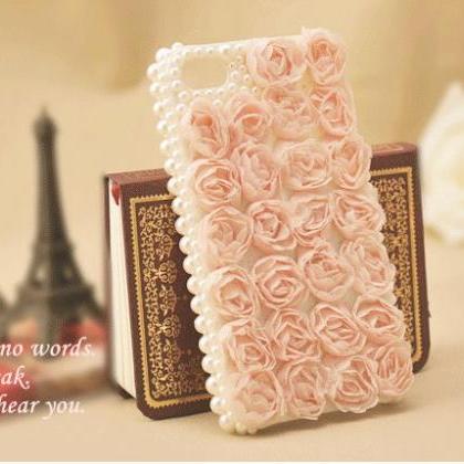 Pearl Pink Lace Flower Crystal Case Iphone 6 Plus..