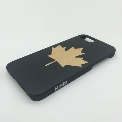 Black Painted Wood Maple Leaf Canada Design -..