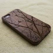 Wood iPhone 5 case, wood iPhone 5S case, wooden iPhone 5 case, birds on branches iPhone 5S case, wooden iPhone case
