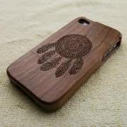 Wood iPhone 4S case, iPhone 4 case, wood iPhone 4 case, dream catcher iPhone 4S case, tribal iPhone 4 case, wooden iPhone case