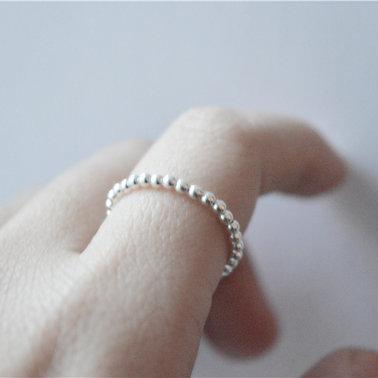 Simple silver ball ring, tiny thin circle ring, original design, sterling silver made (JZ37)