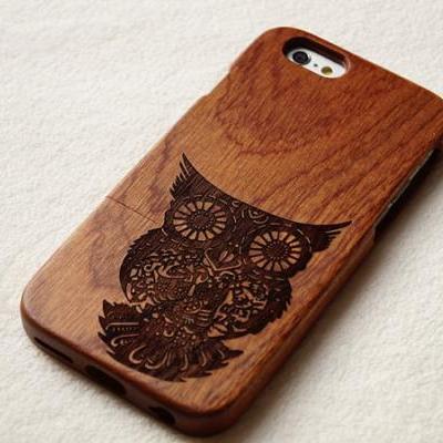 Cute Owl phone case wooden iphone 6 case, iphone 6 wood case ,wood iphone 6 case ,Engraved samsung galaxy s5 note2 note4 wooden