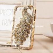 Crystal girl iphone 4 cover, Luxury leather iPhone 5 case, iphone 4 case, 3D bling peocock iPhone 4s case, iphone 5 cover