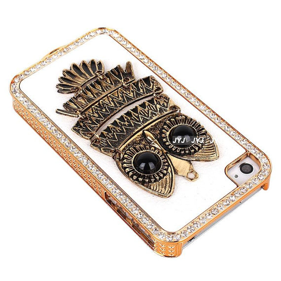 Cute Owl Bling Leather 3d Crystal Colorful Girl Iphone Case For Iphone Cover 4 4g 4s 5 5g Samsung Galaxy S3 Case 9300 9220 7100