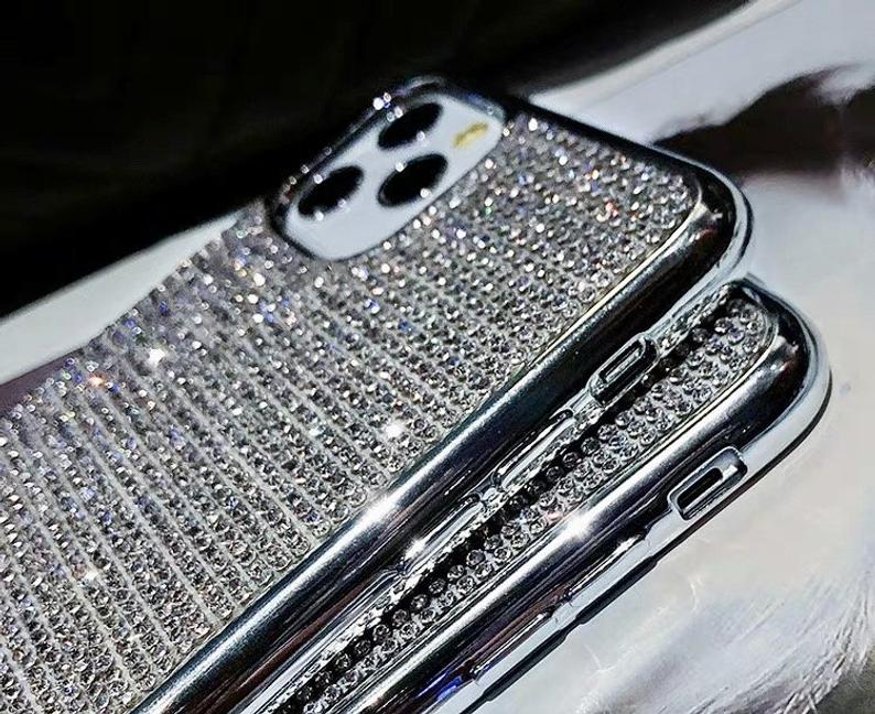 Sparkly Crystals Covered Silver Bling Phone Case - Iphone X/xs / Xr / Xs Max 11 / 11 Pro / 11 Pro Max / 12 Mini / 12/12 Pro / Max Cover