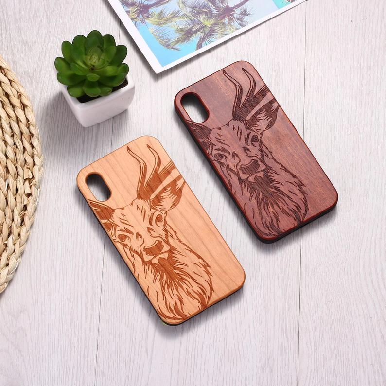 Real Wood Wooden Elk Deer Carved Cover Case For iPhone 5 5S SE 6 6S 7 8 Plus X XS XR Max 11 12 Pro Max