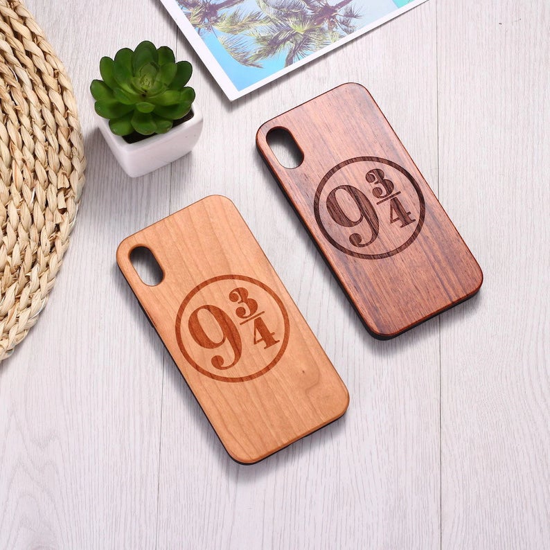Real Wood Wooden Platform 9 3/4 Hogwarts Ticket Carved Cover Case For Iphone 5 5s Se 6 6s 7 8 Plus X Xs Xr Max 11 12 Pro Max