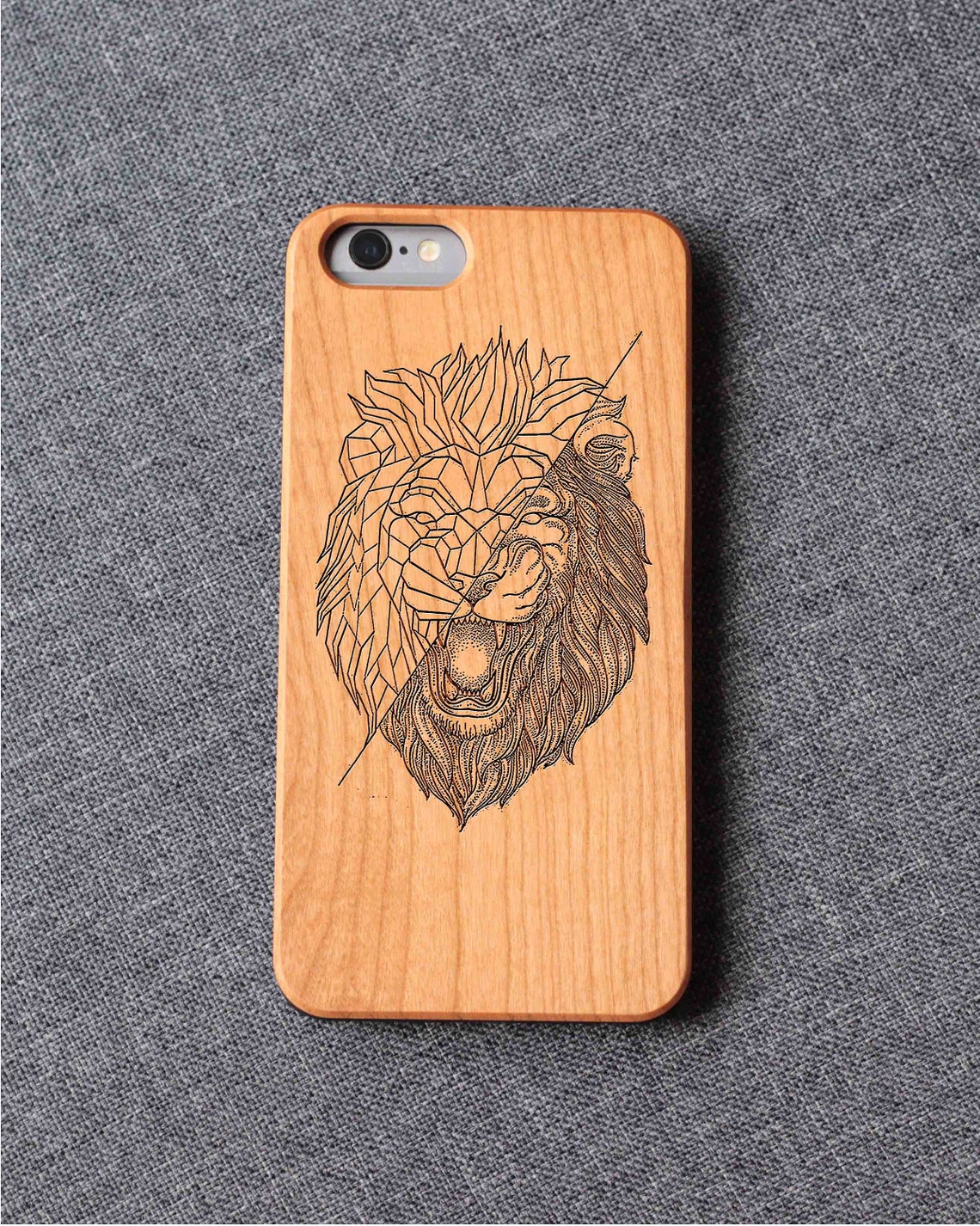 Geometric Lion Phone Case For Iphone 13 Mini 11 X Wood Iphone Case Iphone 12 Wood Case Iphone 13 Pro Max, Iphone 12 Case