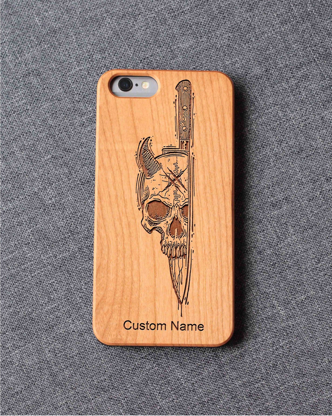 Skull And Knife Iphone Case For 13 Mini 11 X Wood Iphone Case Iphone 12 Wood Case Iphone 13 Pro Max, Iphone 12 Case