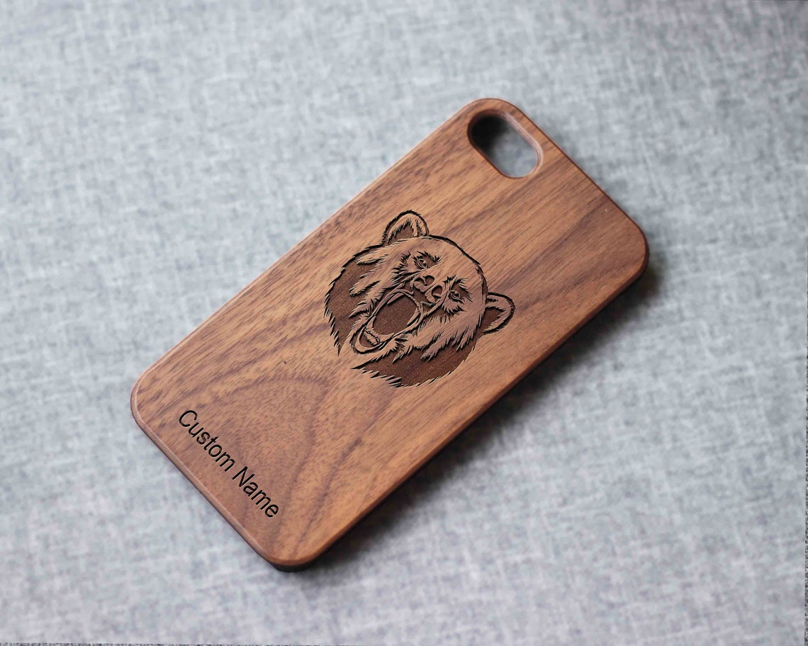 Bear Head Iphone Case For 13 Mini 11 X Wood Iphone Case Iphone 12 Wood Case Iphone 13 Pro Max, Iphone 12 Case