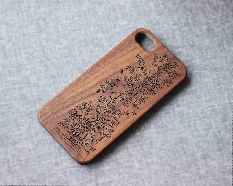 Chinoiserie Flowers Iphone Case For 13 Mini 11 X Wood Iphone Case Iphone 12 Wood Case Iphone 13 Pro Max, Iphone 12 Case