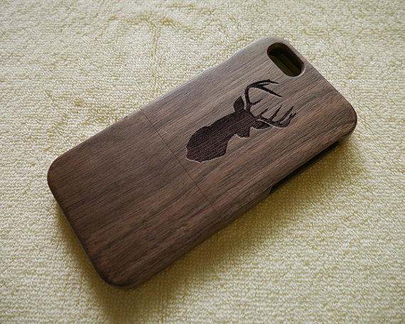 Luxury Handmade Deer Head Natural Carved Wooden Phone case Cover for iPhone XS XR X 8/ 8 Plus 7/7 Plus 6S 6 SE 5S 5 5C