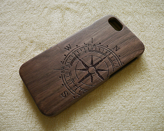 Wood iPhone 6 case, iPhone 6 Plus case, Compass iPhone 6 cover, Wooden iPhone 6 Plus case, Compass, Wood iPhone case