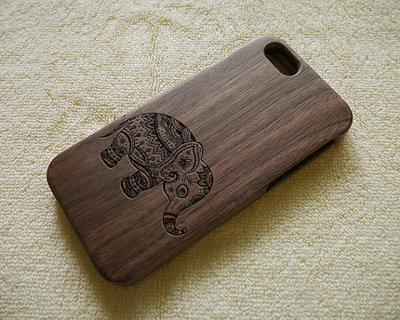 Handmade Aztec Elephant Real Wood case Shorckproof Carved Wooden Phone Cover for Apple iPhone XS XR X 8/ 8 Plus 7/7 Plus 6S 6 SE 5S 5 5C