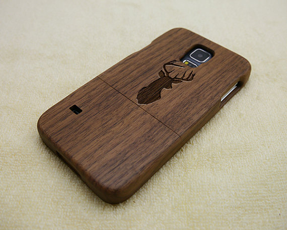 Wood Samsung Galaxy S5 Case Deer Head Galaxy S5 Case Natural Wood Wood Phone Case Deer Head 7366