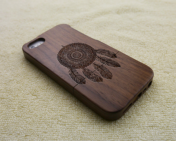 Wood Iphone 5 Case, Wood Iphone 5s Case, Wooden Iphone 5 Case, Dream Catcher Iphone 5s Case, Wooden Iphone Case