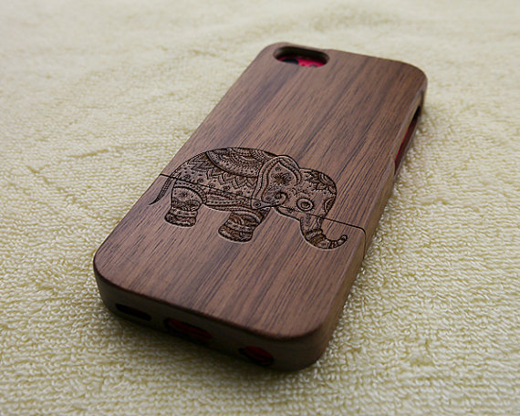 Wood Iphone 5c Case, Wooden Iphone 5c Case, Elephant Iphone 5c Case, Floral Elephant Iphone 5c Case, Wooden Iphone Case