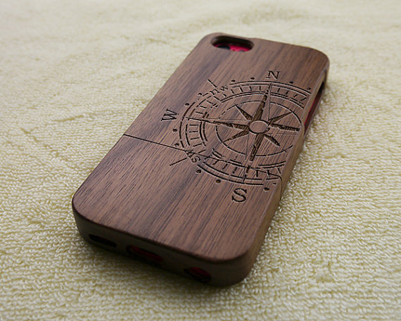 Compass Engraved iPhone 6S Plus 6S 6 6 Plus 5 5S 5C 4 4S wood case , Samsung S6 S5 S4 S3 Note 5 4 3 Wood Cover ,Gifts for Boyfriend ,Gifts,Personalized,Wooden Case