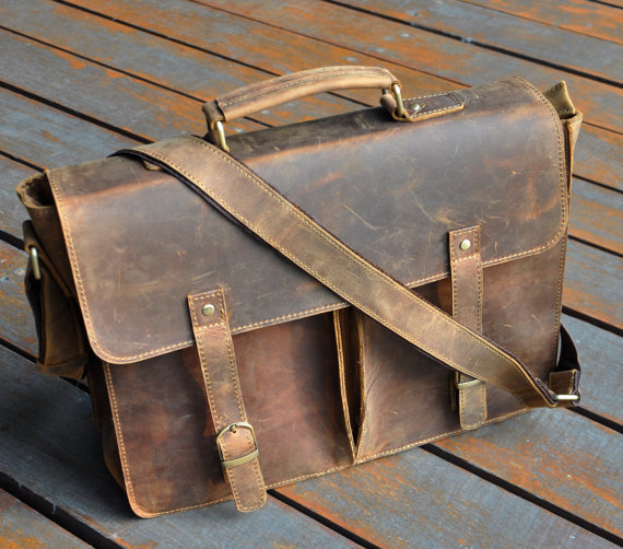 Handmade Genuine Leather Messenger Bag 15.4-inch Laptop Bag Macbook Bag