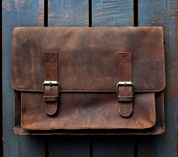 Handmade Genuine Leather Messenger Bag 15.4-inch Laptop Bag Macbook Bag Messenger Bag For Laptop Boyfriend Gift Birthday Gift 4